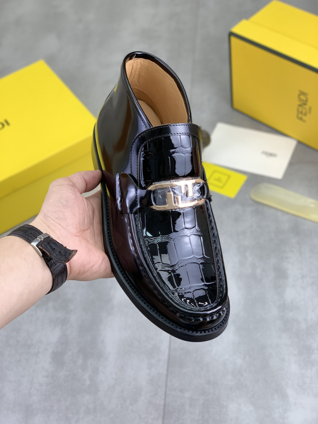 Cheap Fendi Leather shoes For Men in 234363, $105 USD- [IB234363] - Replica Fendi Leather shoes For Men