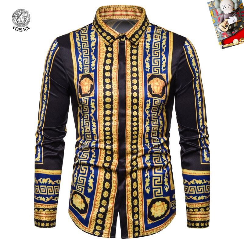 Cheap Versace Long-Sleeved Polo Shirts for Men in 235484, $45 USD- [IB235484] - Replica Versace Long-Sleeved Polo Shirts for Men