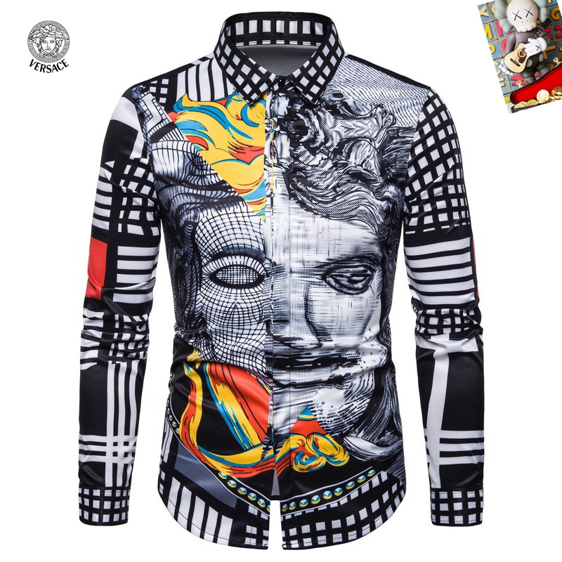 Cheap Versace Long-Sleeved Polo Shirts for Men in 235485, $45 USD- [IB235485] - Replica Versace Long-Sleeved Polo Shirts for Men