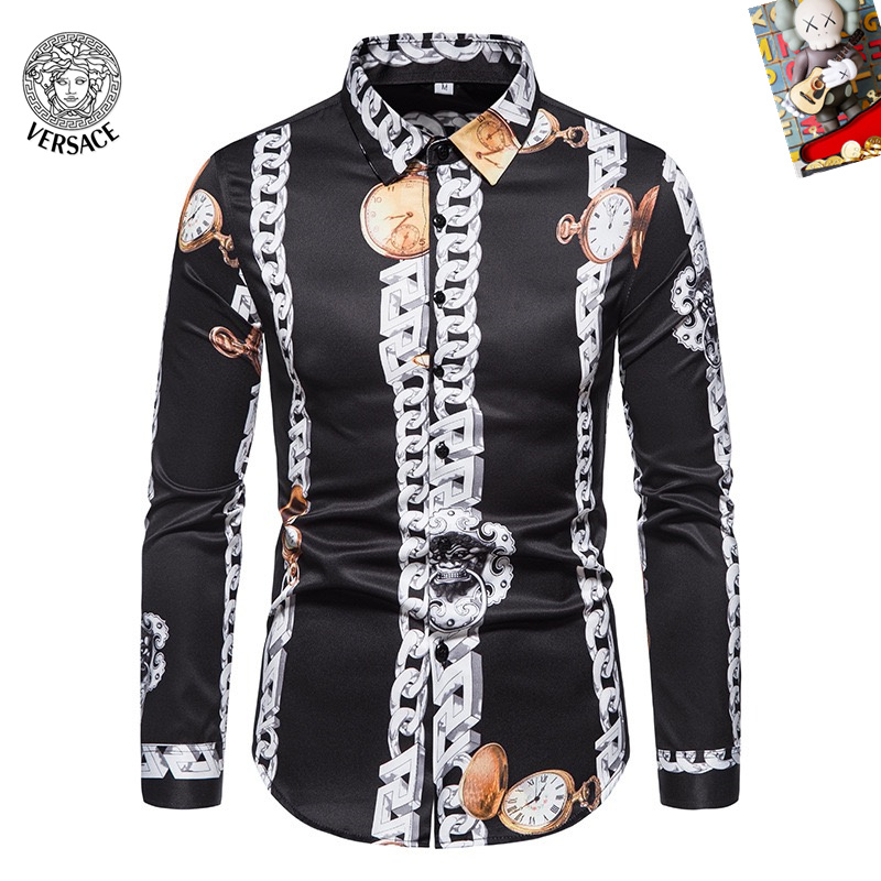 Cheap Versace Long-Sleeved Polo Shirts for Men in 235502, $45 USD- [IB235502] - Replica Versace Long-Sleeved Polo Shirts for Men
