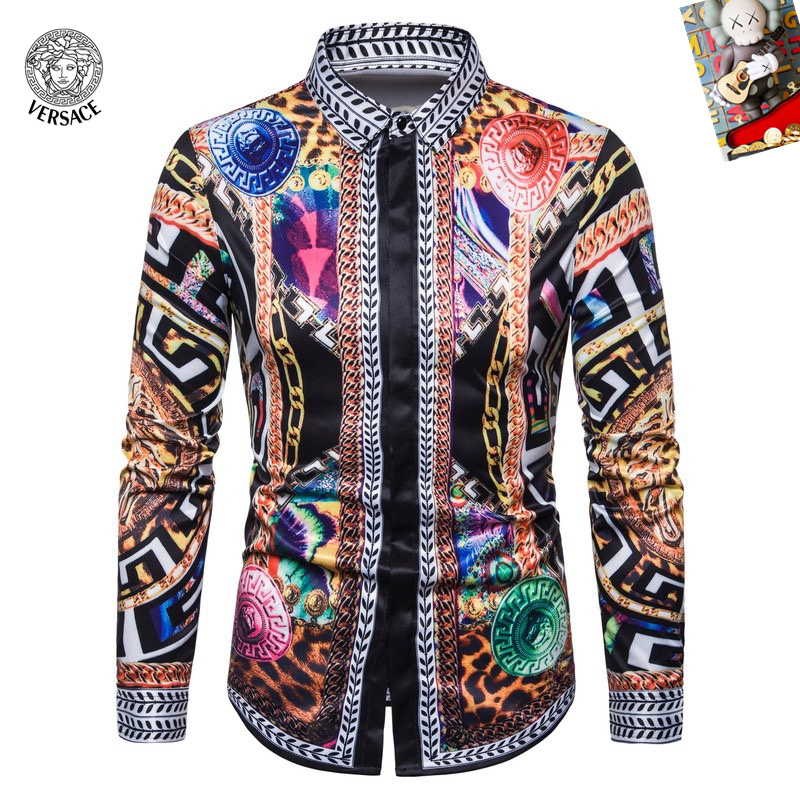 Cheap Versace Long-Sleeved Polo Shirts for Men in 235504, $45 USD- [IB235504] - Replica Versace Long-Sleeved Polo Shirts for Men