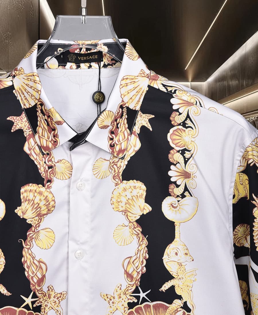 Cheap Versace Long-Sleeved Polo Shirts for Men in 235574, $50 USD- [IB235574] - Replica Versace Long-Sleeved Polo Shirts for Men