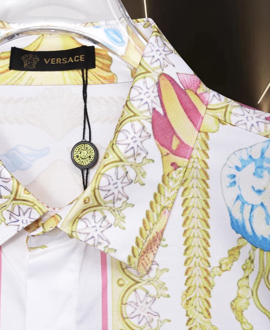 Cheap Versace Long-Sleeved Polo Shirts for Men in 235575, $50 USD- [IB235575] - Replica Versace Long-Sleeved Polo Shirts for Men