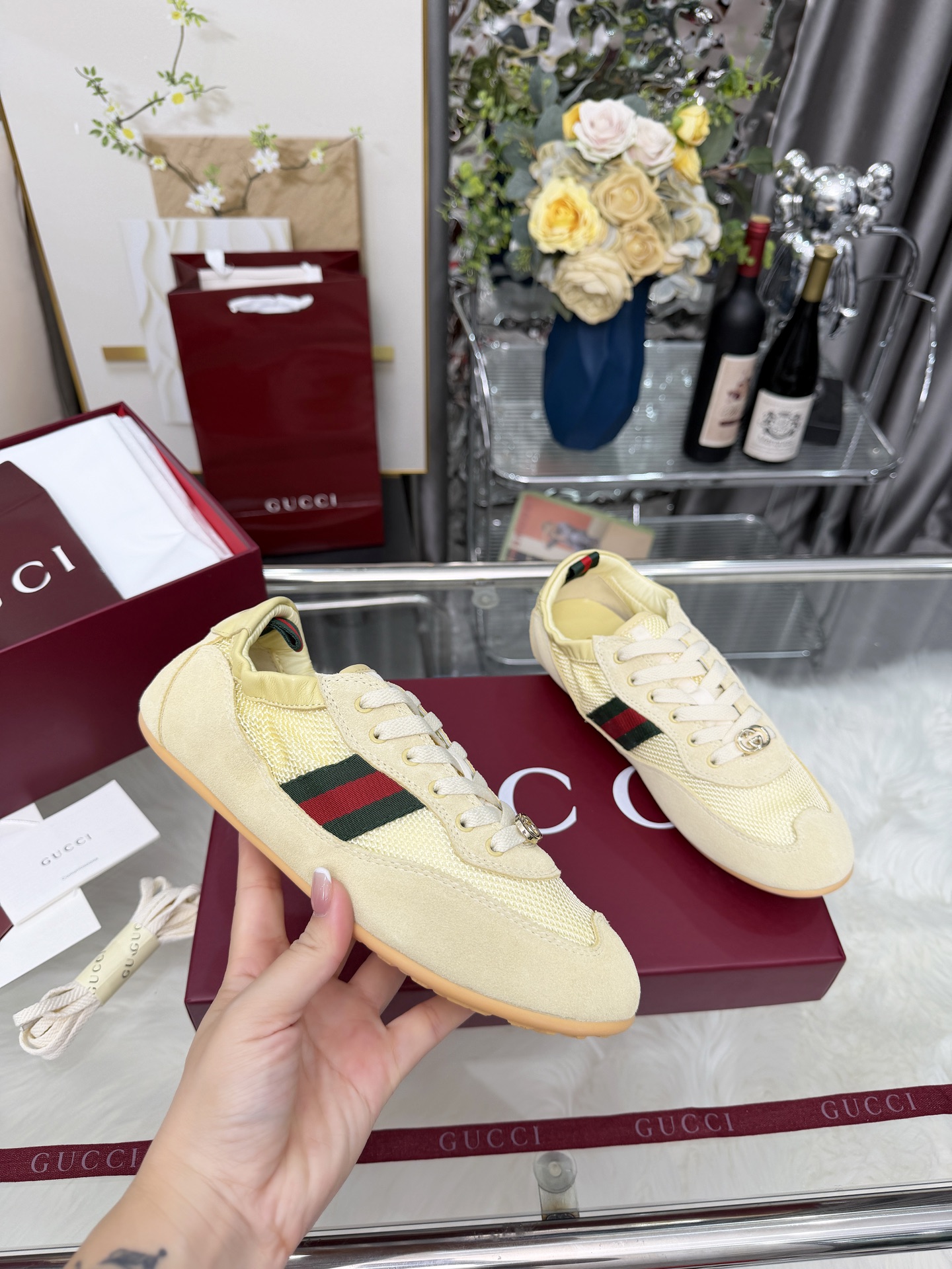 Cheap Gucci Sneakers For Women in 235619, $85 USD- [IB235619] - Replica Gucci Sneakers For Women