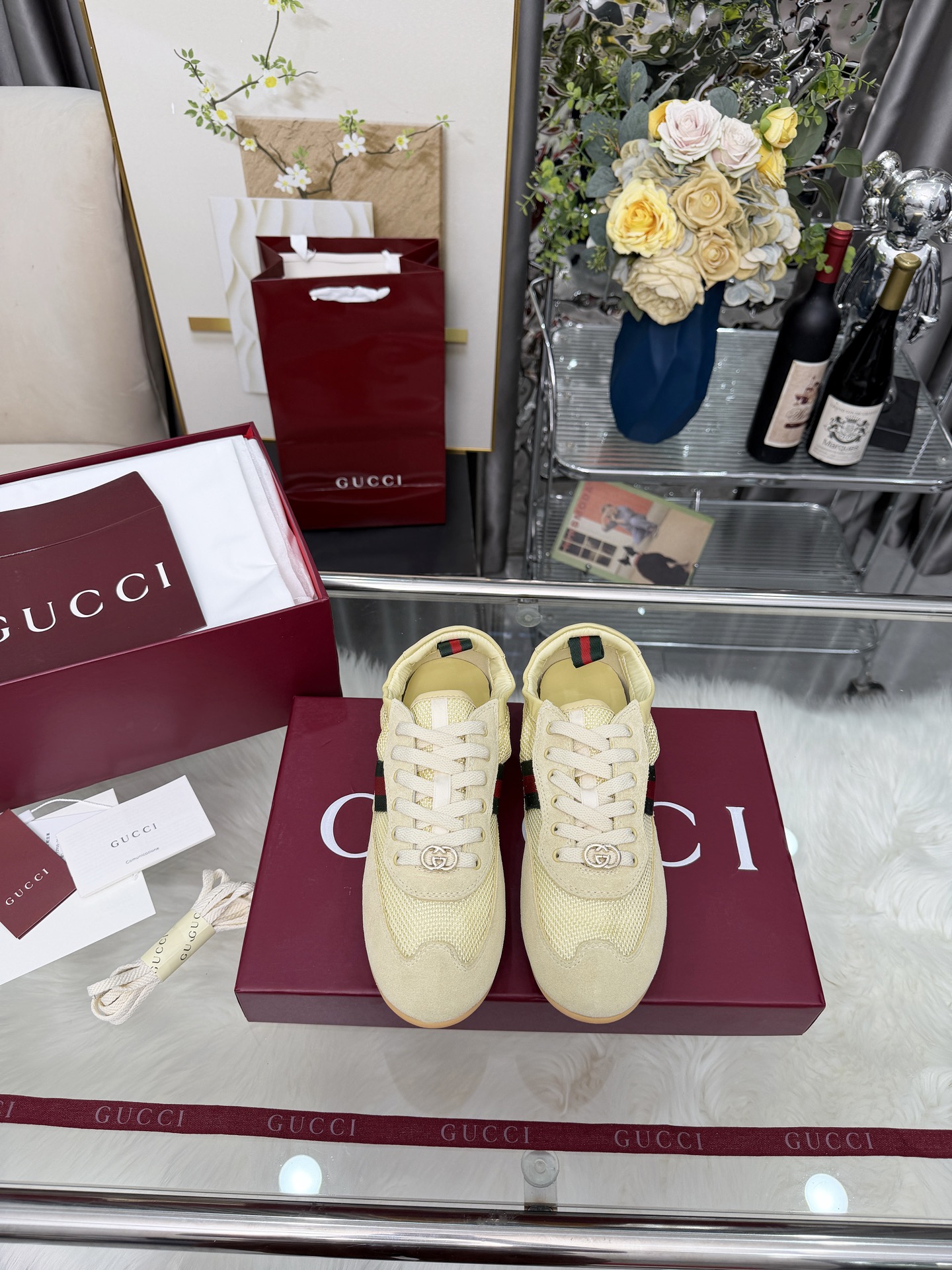 Cheap Gucci Sneakers For Women in 235619, $85 USD- [IB235619] - Replica Gucci Sneakers For Women
