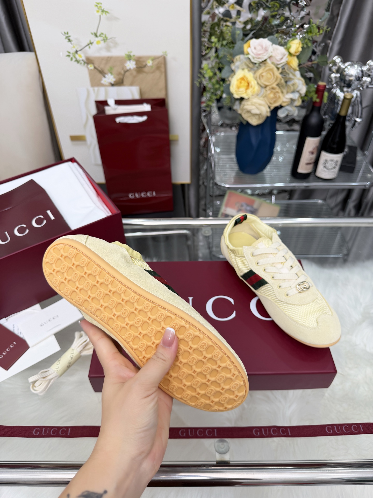 Cheap Gucci Sneakers For Women in 235619, $85 USD- [IB235619] - Replica Gucci Sneakers For Women