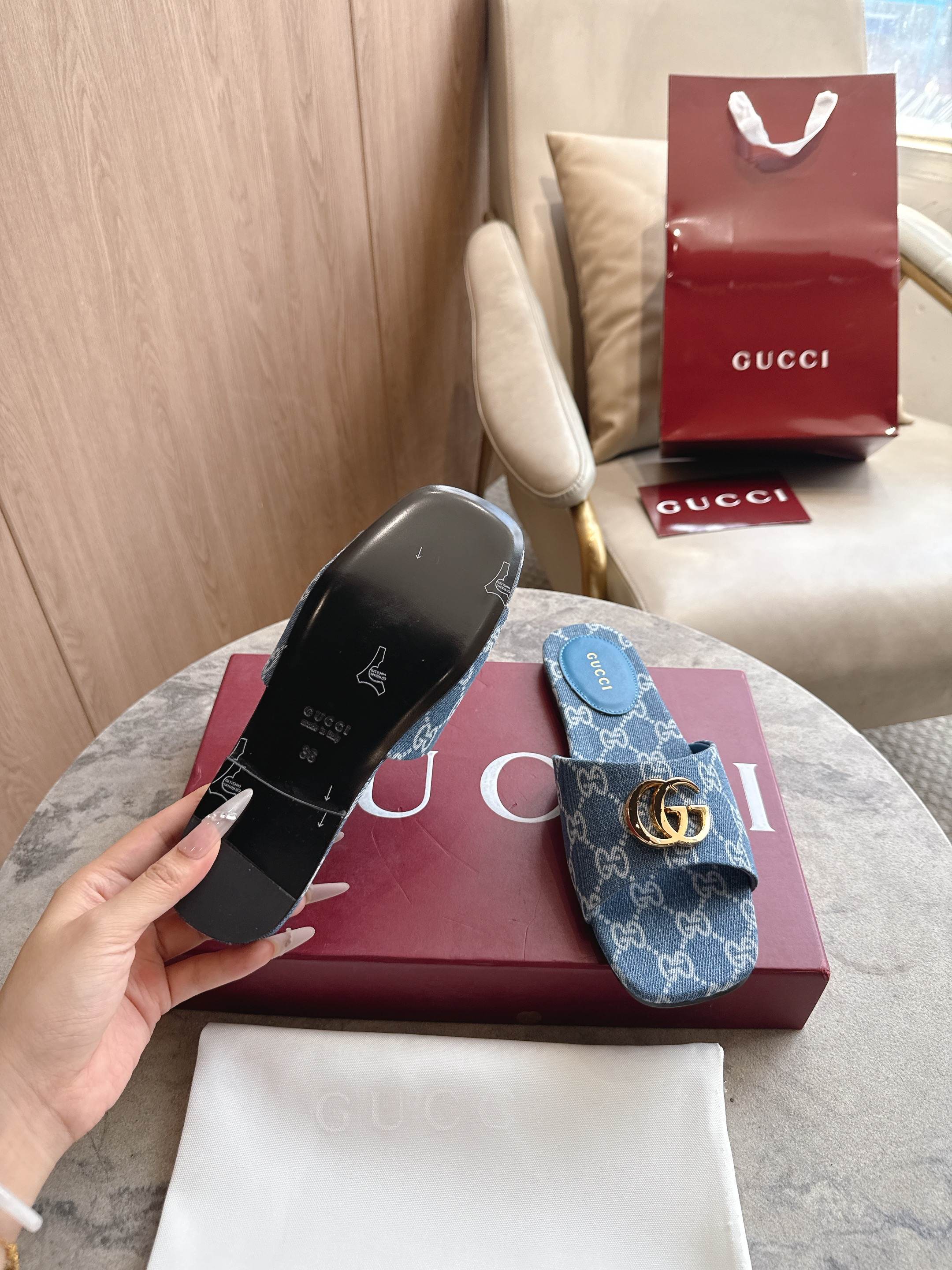 Cheap Gucci Slippers For Women in 235791, $55 USD- [IB235791] - Replica Gucci Slippers For Women