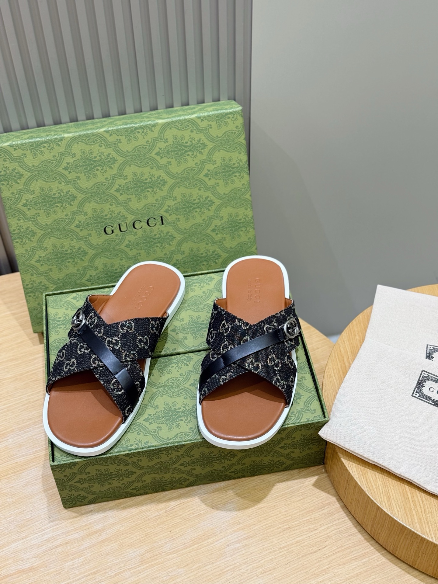 Cheap Gucci Slippers For Men in 236047, $55 USD- [IB236047] - Replica Gucci Slippers For Men