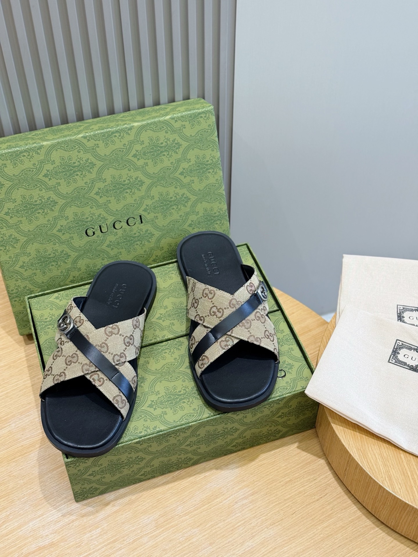 Cheap Gucci Slippers For Men in 236051, $55 USD- [IB236051] - Replica Gucci Slippers For Men