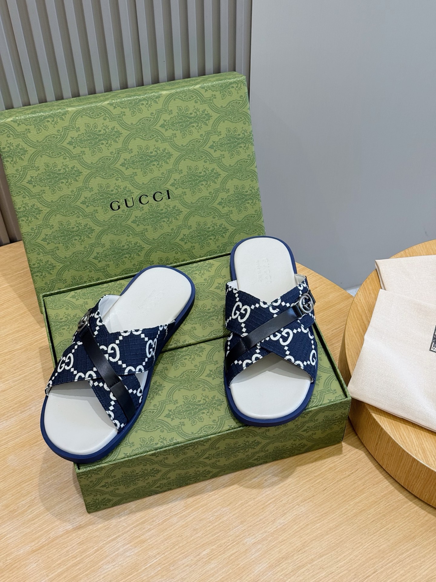Cheap Gucci Slippers For Men in 236052, $55 USD- [IB236052] - Replica Gucci Slippers For Men