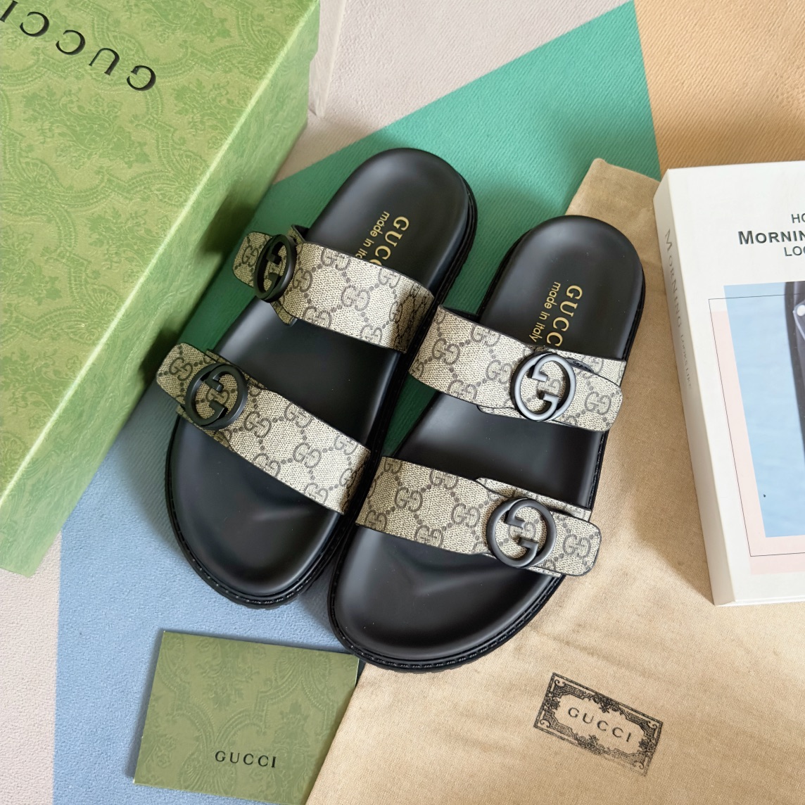 Cheap Gucci Slippers For Men in 236066, $60 USD- [IB236066] - Replica Gucci Slippers For Men