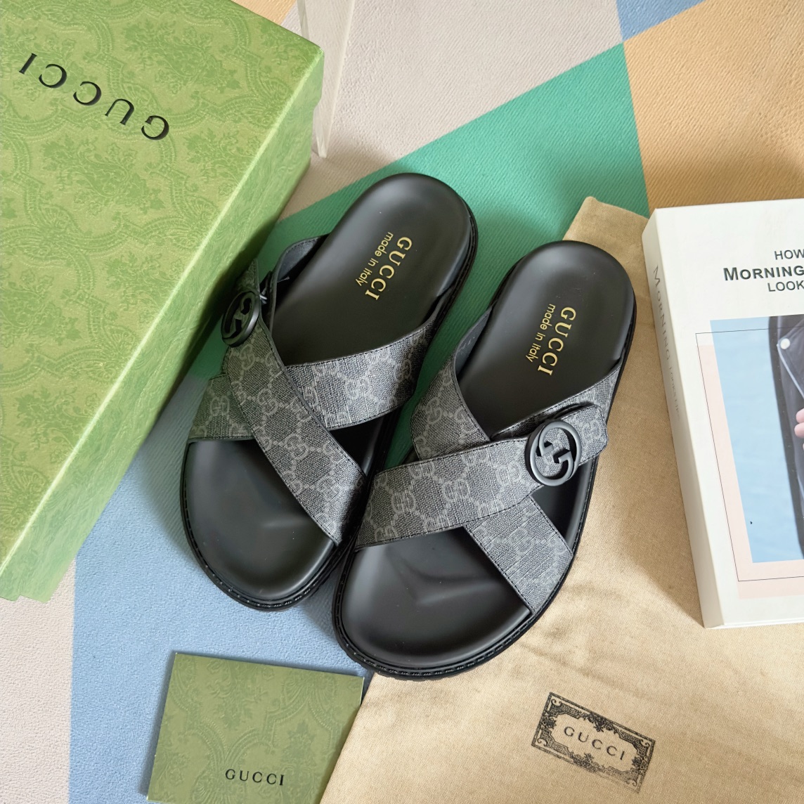 Cheap Gucci Slippers For Men in 236073, $60 USD- [IB236073] - Replica Gucci Slippers For Men