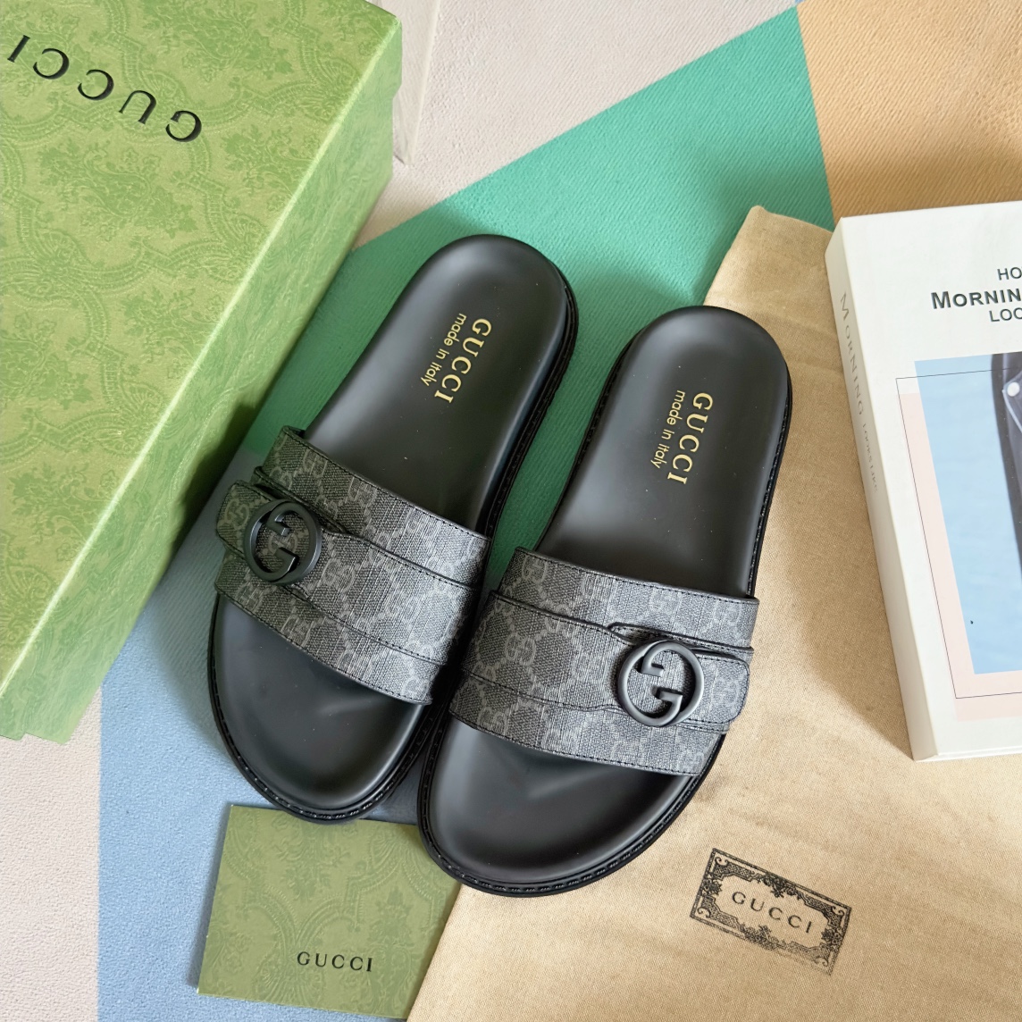 Cheap Gucci Slippers For Men in 236074, $60 USD- [IB236074] - Replica Gucci Slippers For Men