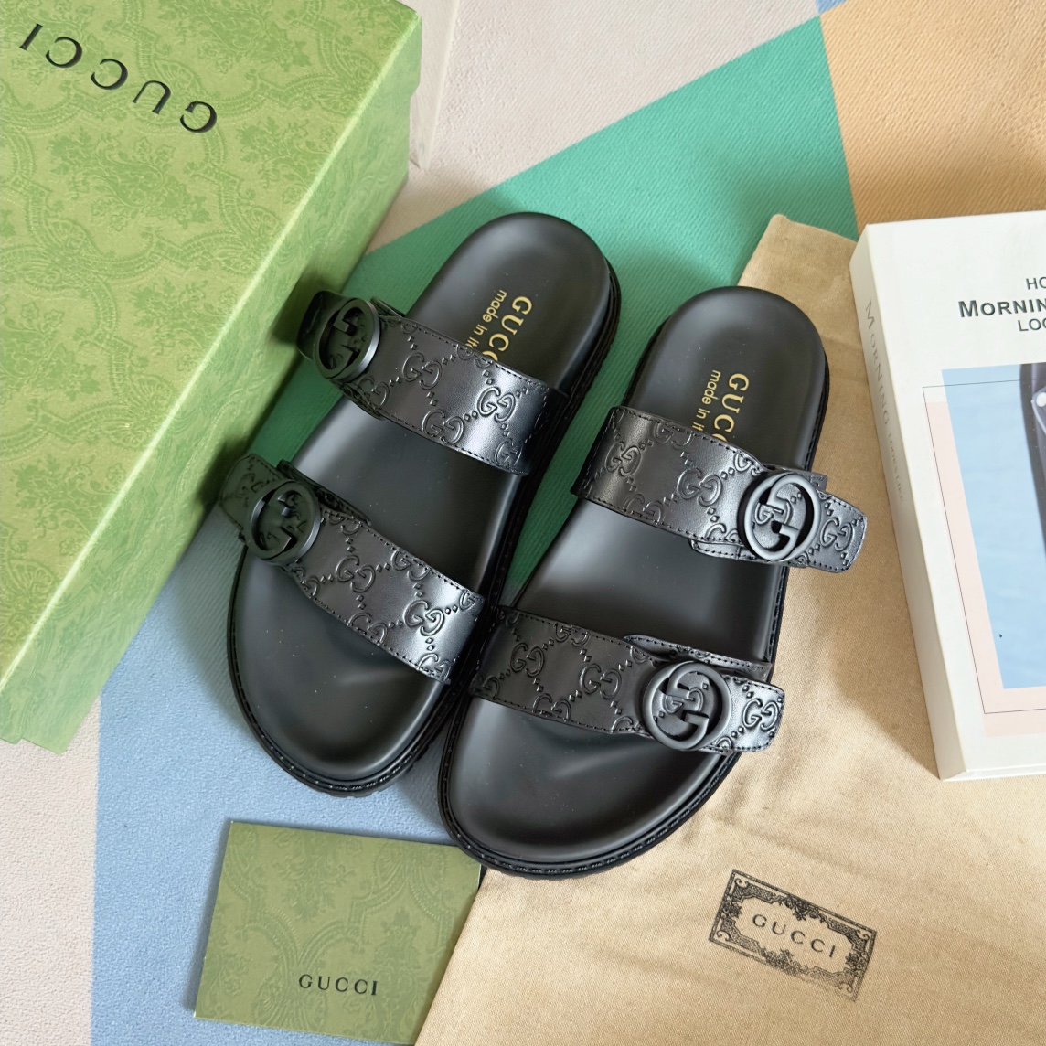Cheap Gucci Slippers For Men in 236076, $60 USD- [IB236076] - Replica Gucci Slippers For Men