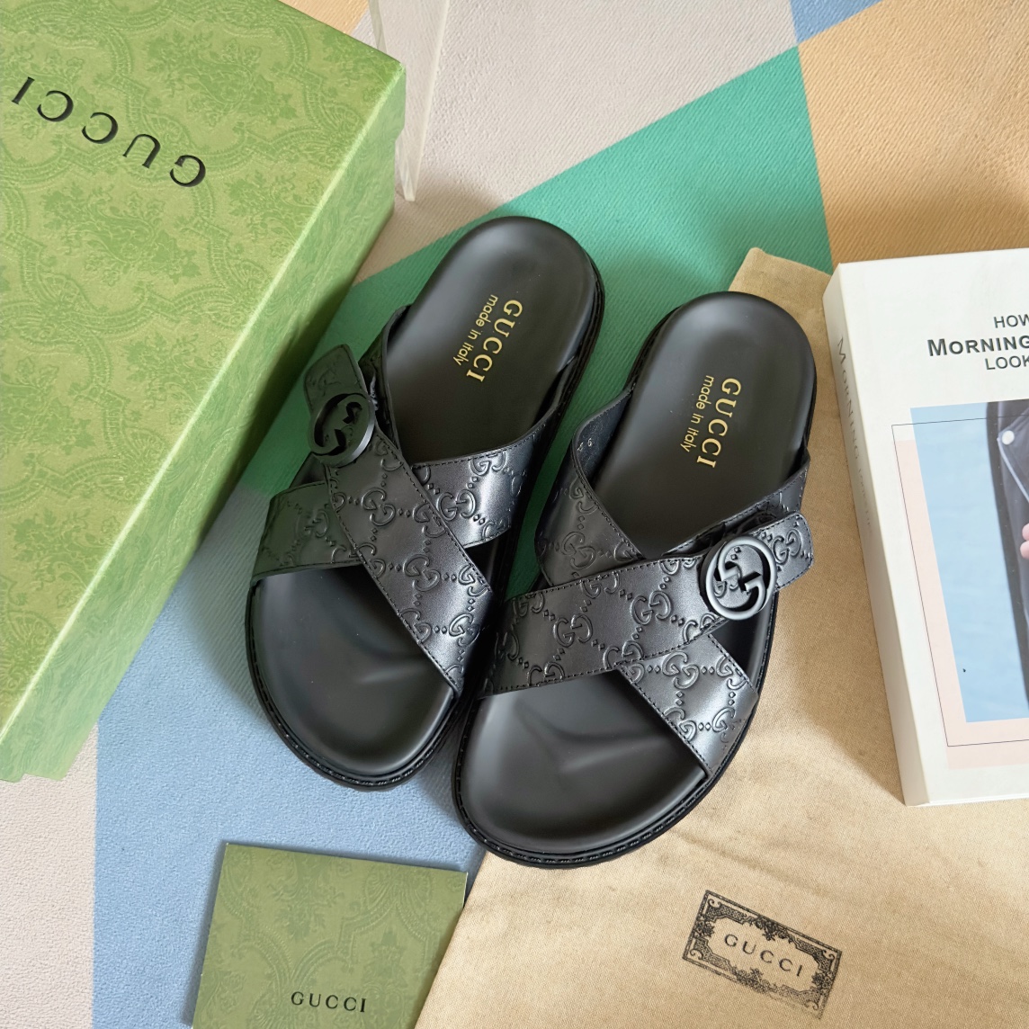 Cheap Gucci Slippers For Men in 236078, $60 USD- [IB236078] - Replica Gucci Slippers For Men